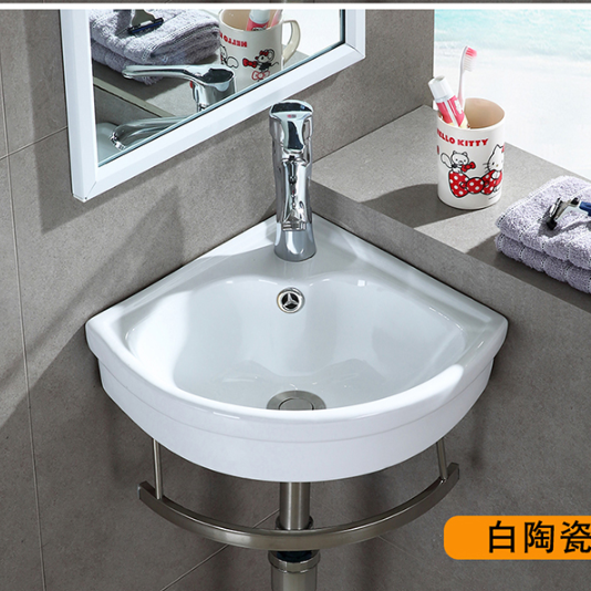 Makeup Room Small Family Type Washbasin Single Sink Hung Wall Type Ceramic Mini Toilet Wash Basin Triangle Small Super Trumpet