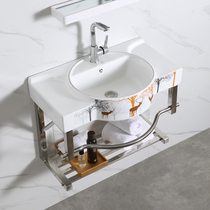 Ceramic Washbasin Home Toilet Hanging Wall Style Washbasin Balcony Simple Stainless Steel Bracket Wash NTU Number