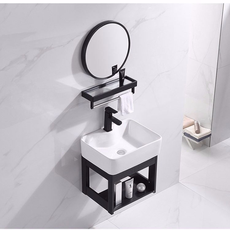 Wall-mounted Washbasin Makeup Room Balcony Small House Type Washbasin Ceramic Simple Pool Tray Space Aluminum Cabinet Composition 40