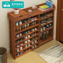 Shoe rack simple multi-layer household door multi-function dust-saving space imitation solid wood head small shoe shelf shoe cabinet storage