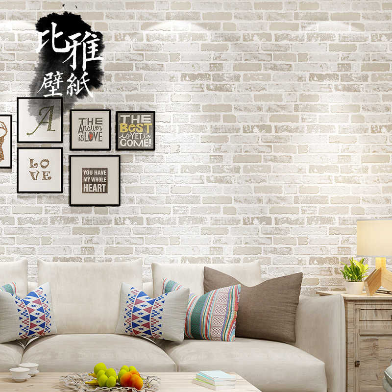 復古仿古磚磚塊仿磚白色磚紋壁紙北歐青磚紅磚飯廳文化石白磚壁紙