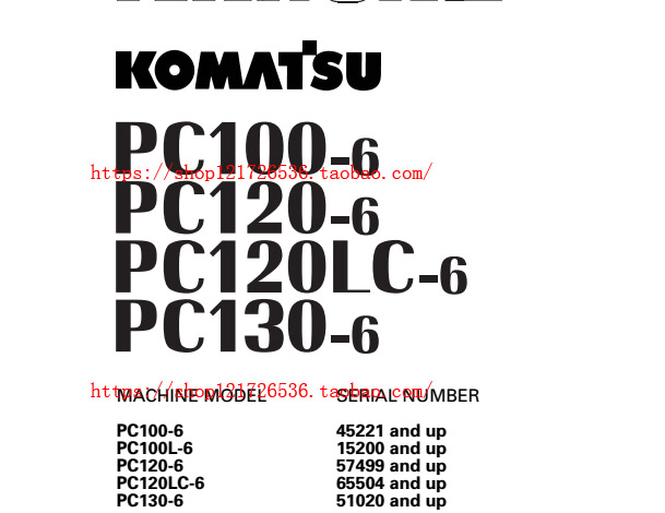 Komatsu PC100-6 PC120LC-6 PC130-6 Maintenance Manual Hydraulic Circuit Diagram Excavator Information