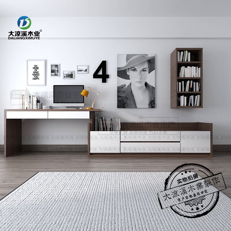 Bedroom TV cabinet desk combination Nordic simple telescopic dressing table computer table integrated TV cabinet network red