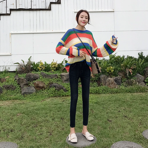 Черные джинсы, штаны, леггинсы, эластичный пуховик, 2020, высокая талия, в обтяжку, в корейском стиле, по фигуре