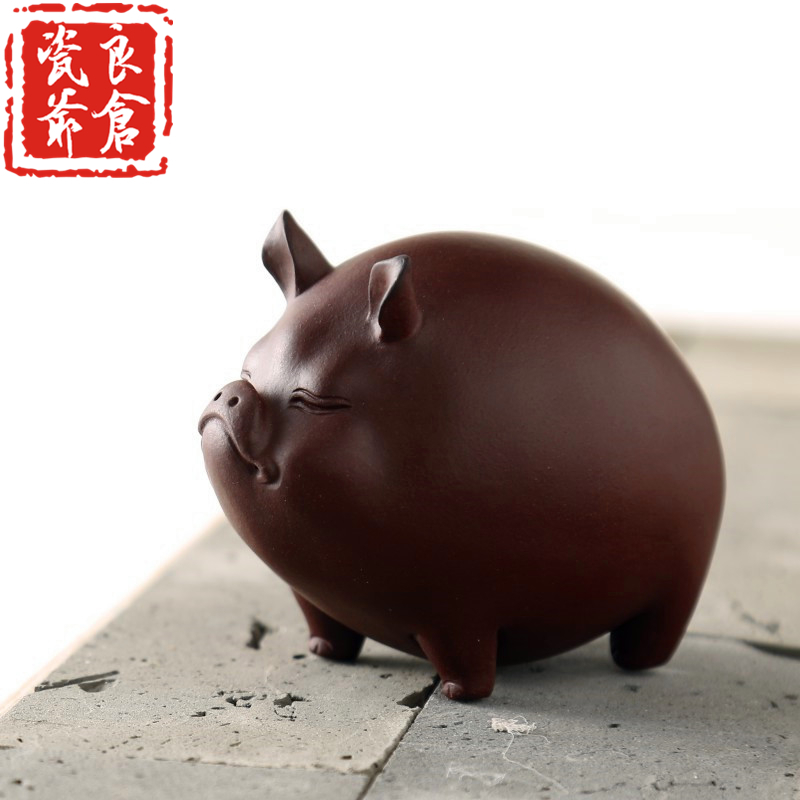 Porcelain master Liangcang) purple sand tea pet pig ornaments boutique can raise individuality Chinese Zen ornaments tea ceremony pure handmade