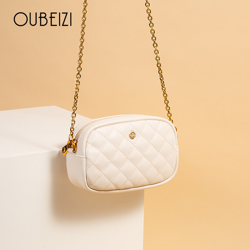 Summer mobile phone Pack Pack 2022 new white women's bag Rhombus Chain Bag Slanted Satchel Fashion 100 Lap Single Shoulder Bag