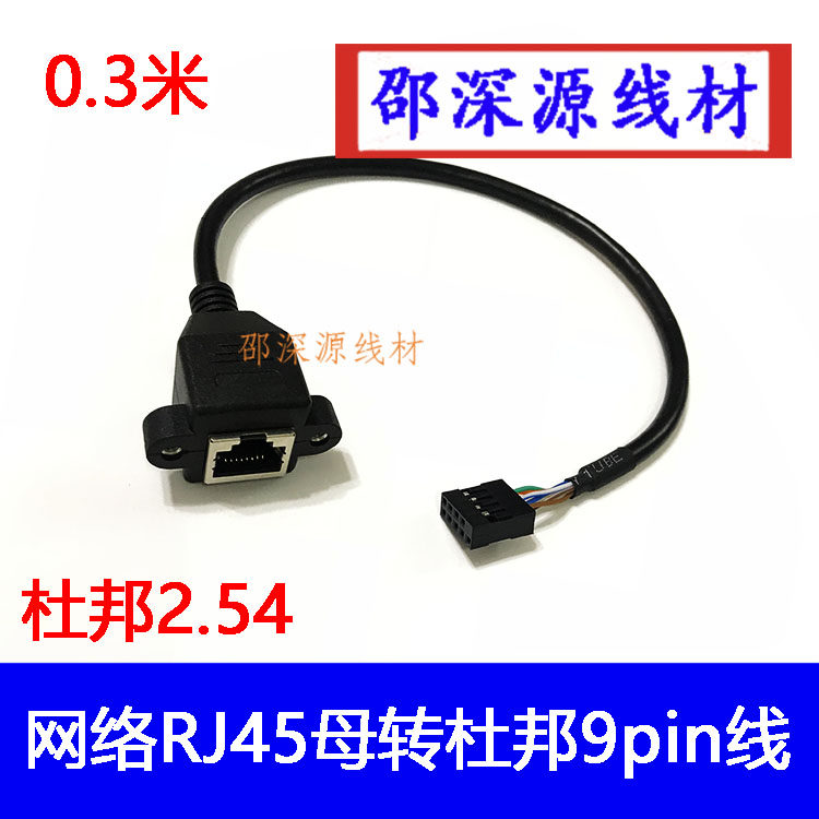 Net route RJ45 Mother seat transfer DuPont 9P 2 54 pitch with screw hole ears fixed Internet interface switching line 0 3 m