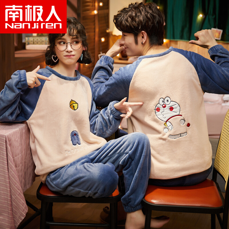 Antarctic couple pajamas winter coral velvet women's 2022 new men's thickening plus velvet flannel autumn and winter models