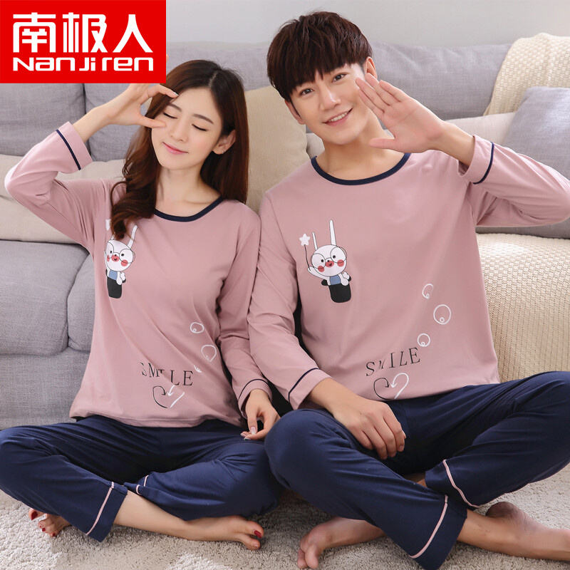 Antarctic people spring and autumn couple pajamas cotton long-sleeved Korean winter suit autumn men and women cute home clothes