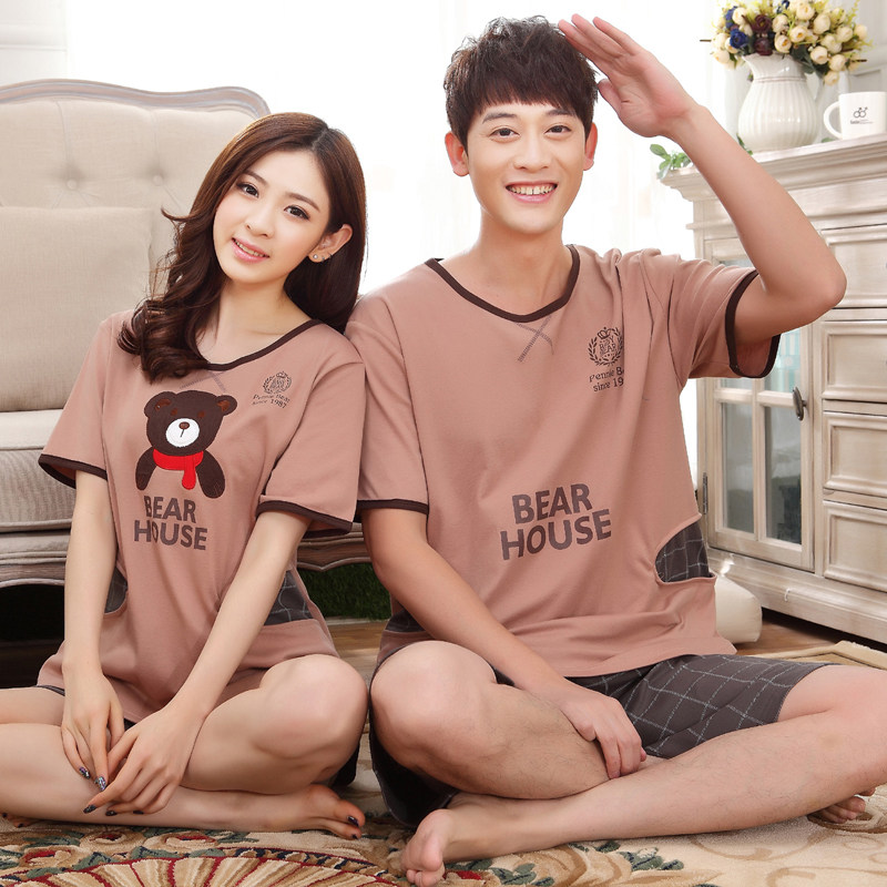 情侣睡衣夏天女士短袖纯棉套装夏季男士韩版短裤薄款两件套家居服