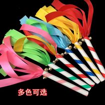 Childrens flower sticks Kindergarten dance light instruments Shake Bell bell Big Red Colorful Stick Bells Cheerleading and Dance Flowers Sticks