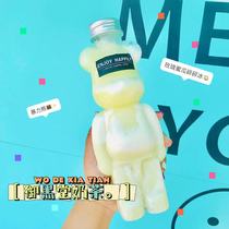 Net red violent bear five-pointed star puppet disposable milk tea bottle juice drink cartoon commercial Cup with lid strap