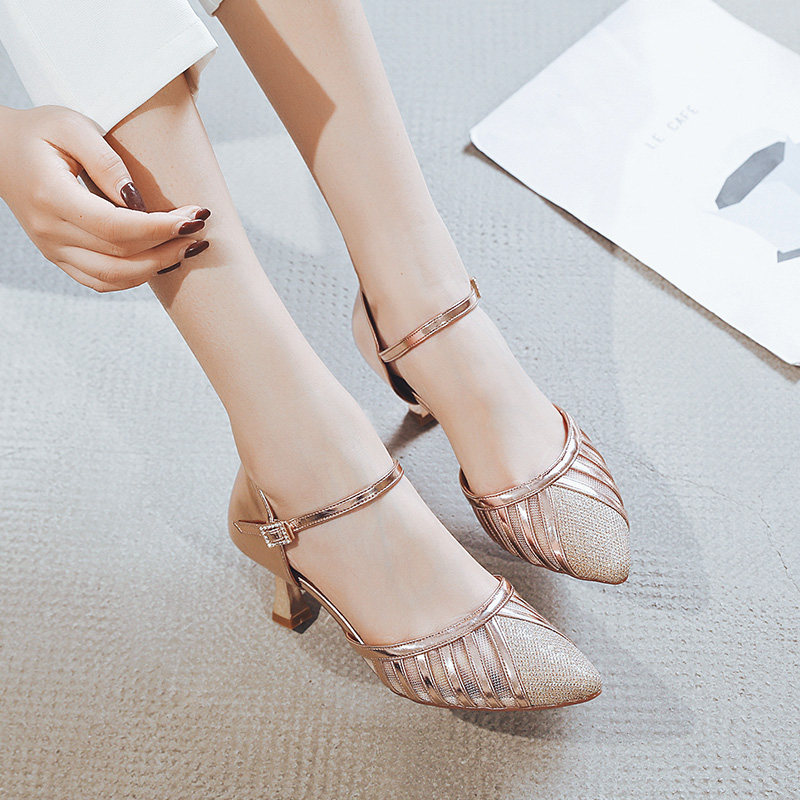 Professional Latin Dance Shoes Women Adults New Medium-high Heel Soft-bottom Dance Shoes Dance Shoes Social Dance Shoes Summer