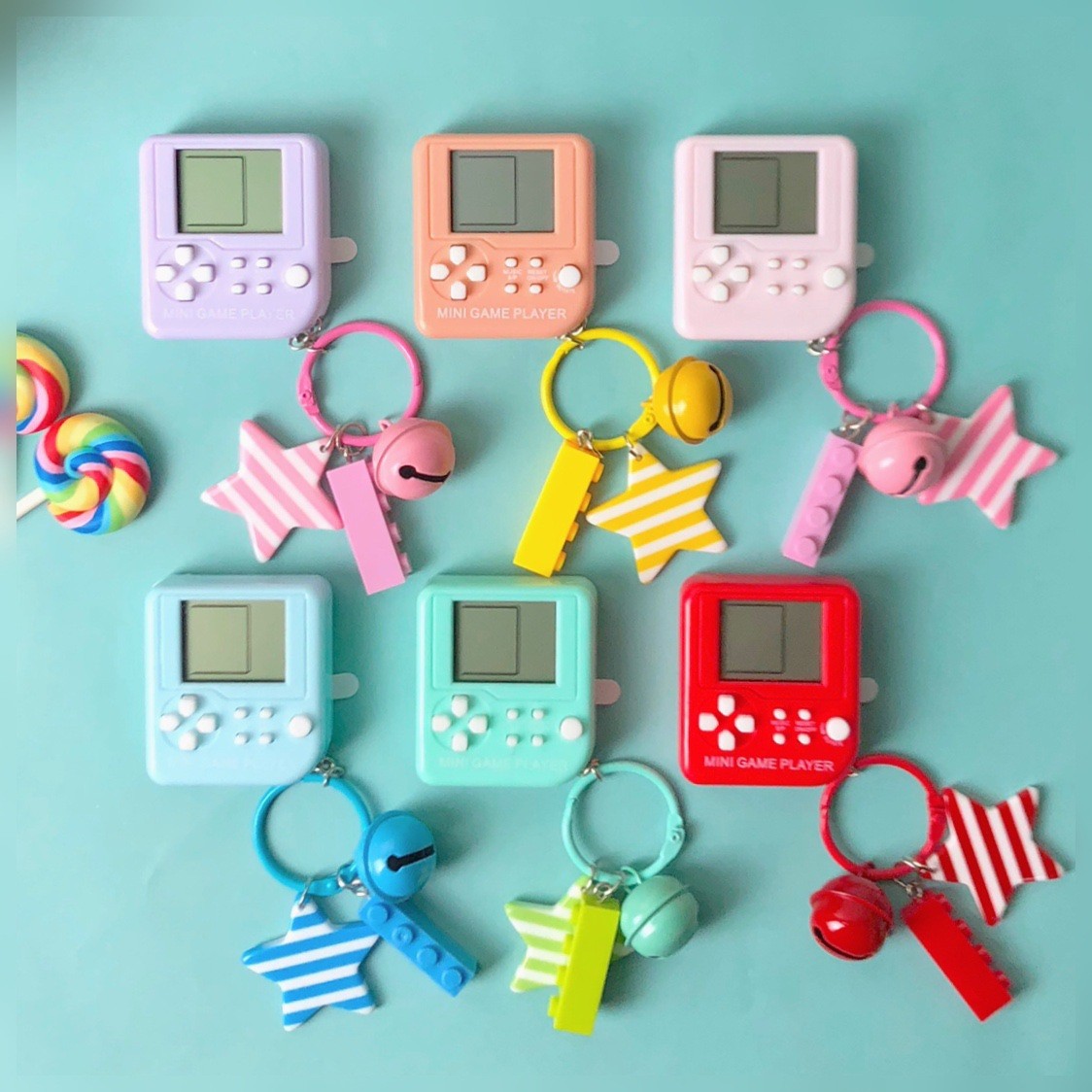 Russian Square Palm Mini Console Toy Macaron Classic Puzzle Cartoon Creative Gift Key Clasp-Taobao