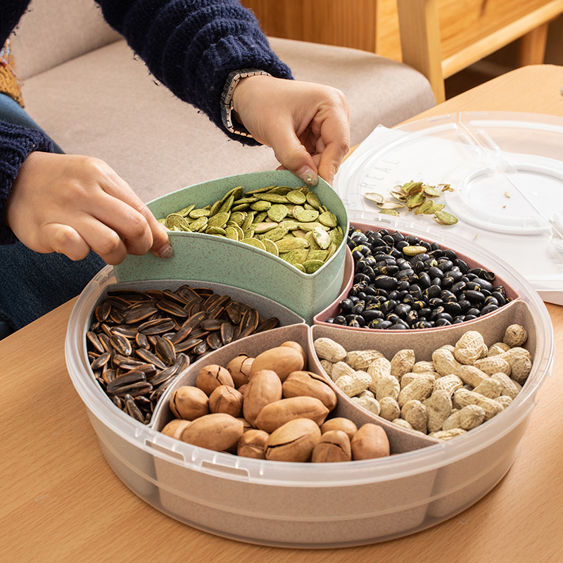 Creative Scale with Lived Fruit Dish Household Modern Living Room Tea Several Two-layer Snacks Dish New Year Melon Candy Nut Box