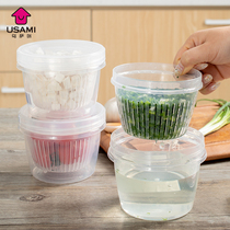 Japanese green onion crisper large kitchen transparent plastic double drain sealed box refrigerator onion ginger garlic storage box