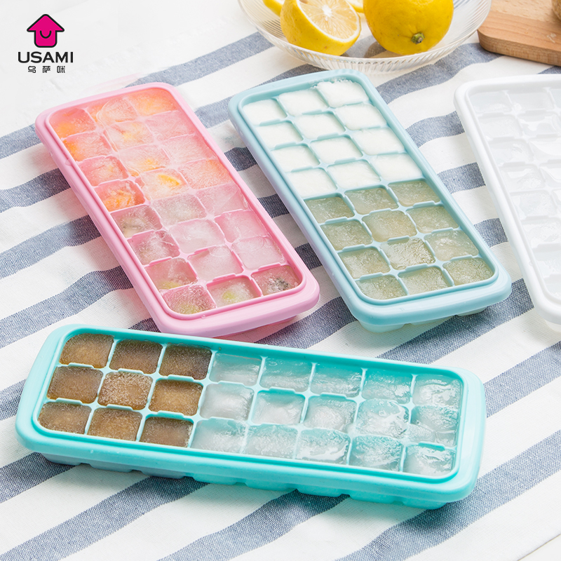 Japanese silicone ice sheet household ice mold baby auxiliary box creative ice sheet with lid frozen box