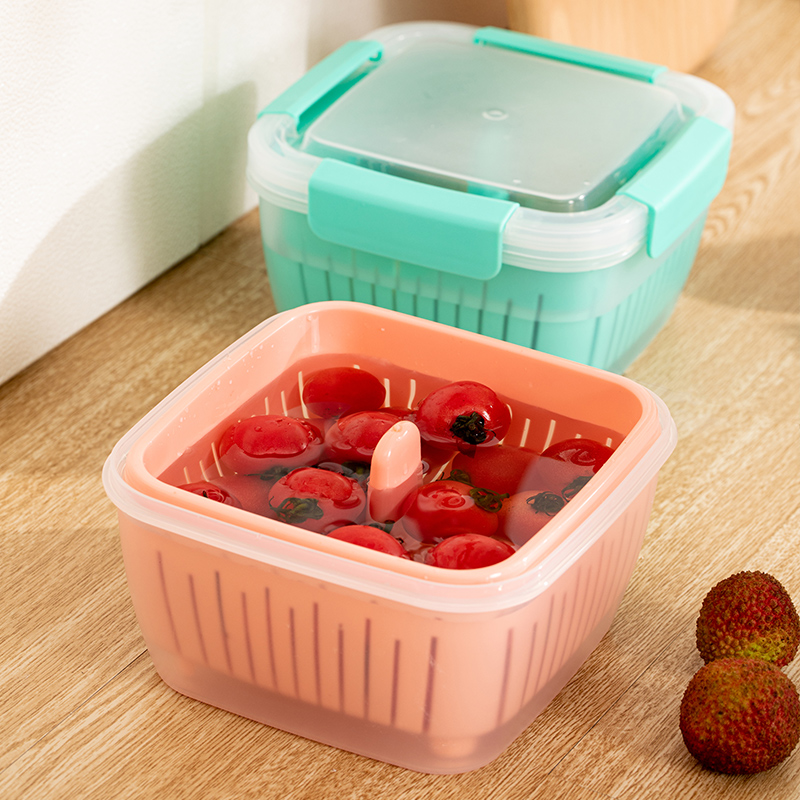 Japanese fridge containing box double drain with lid sealed shallot ginger garlic fruit food preservation box finishing box