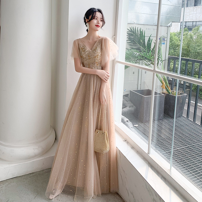 Starry Sky Evening Dress, Elegant Queen Host Mini Dress, High-End Texture, Art Exam Vocal Performance Dress, Socialite