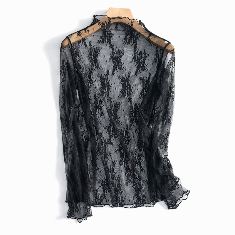 Beautiful, cost-effective, small, sexy, light, see-through lace, slim-fitting, thin top, base shirt