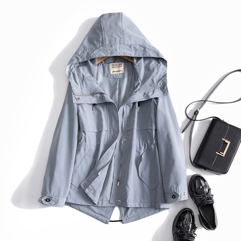 American casual wind self-recommended collection waist lacing loose display slim and hat-laced wind clothes short style jacket 19 autumn