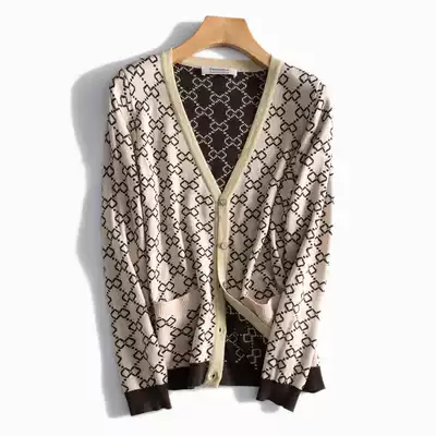French order quality imported knitted wool long sleeve cardigan jacket
