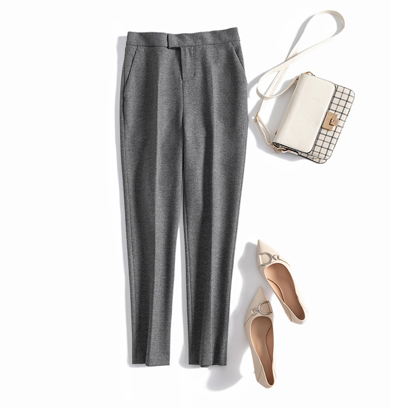 Fanking boutique cashmere feel ~ after tight waist tapered smoking pants and thick commuter pants female winter