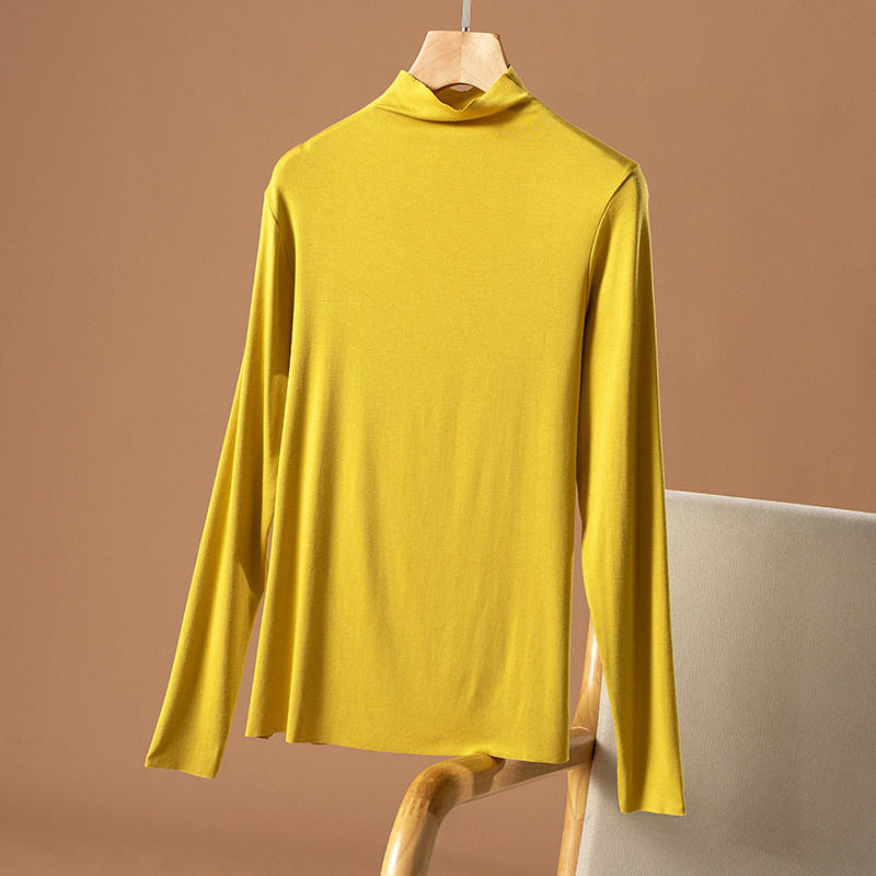Classic Versatile Style Trendy Regular Pullover Casual Long Sleeve Slim Fit Ladies Autumn Bottoming Shirt