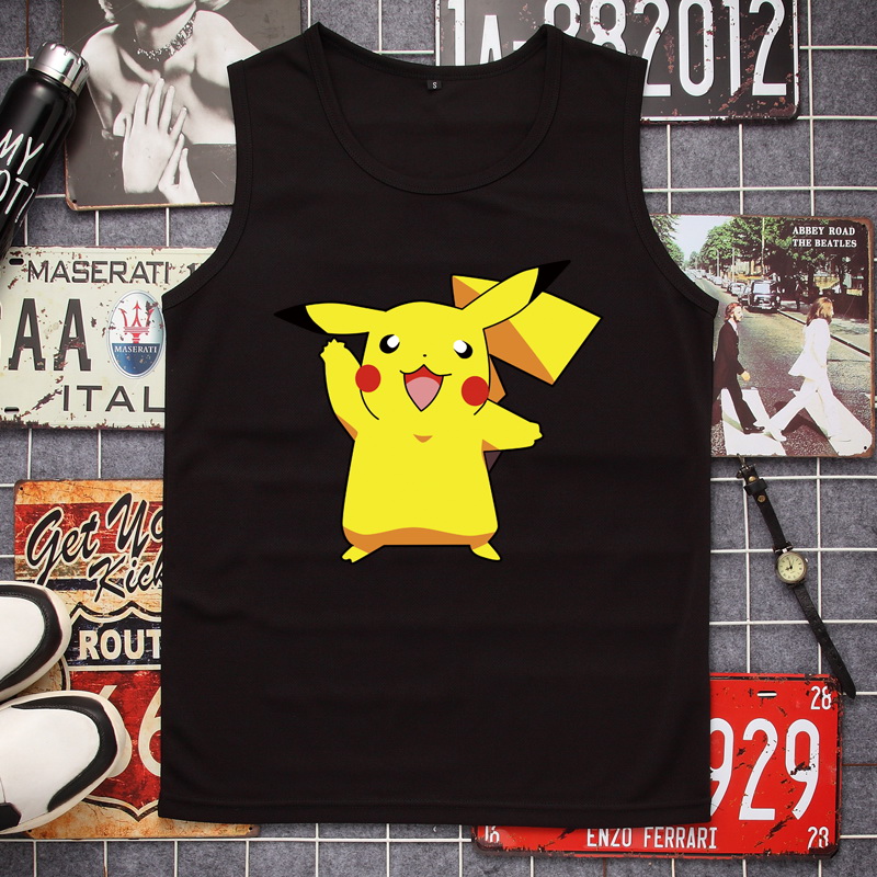 Pokemon Pikachu tay t-shirt Pokemon Pokemon chàng trai mất đang lớn lưới lưới vest