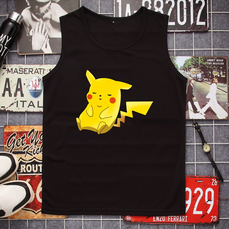 Pokemon Pikachu tay t-shirt Pokemon Pokemon chàng trai mất đang lớn lưới lưới vest