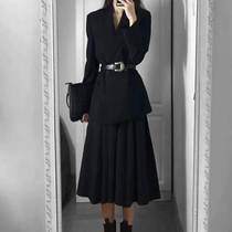 Mapping Hong Kong light extravagant advanced senses Mao suit jacket temperament high waist and half body dress slim fit two sets