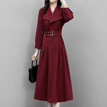 Mapping Hong Kong light luxury high-end suit collar dress womens 2022 autumn and winter temperament thin pullover skirt