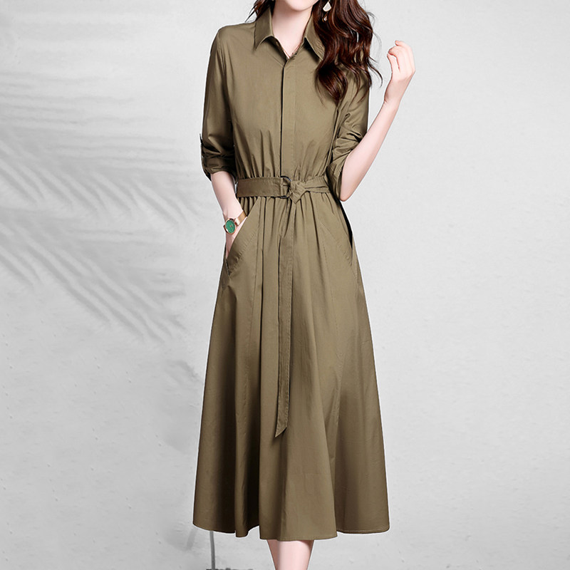 Mapping Hong Kong light luxury high end POLO collar dress girl 2022 new French closing skirt