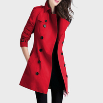 Mapping * Hong Kong light luxury women 2021 New slim fashion stand collar jacket double-breasted British windbreaker