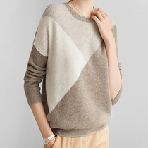 Mapping * Hong Kong light luxury womens fashion color crew neck pure light cooked wind cashmere sweater Knitwear thick sweater