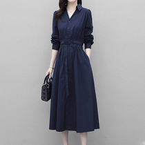 Mapping * Hong Kong light luxury slim slim waist womens 2021 temperament knee French retro dress