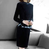 Mapping * Hong Kong light luxury womens black dress high-end foreign style Hepburn style quality thin thin small black dress