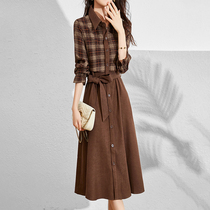 Mapping Hong Kong light luxury high-end plaid POLO collar dress female 2022 new stitching temperament skirt
