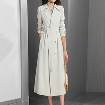 Mapping * Hong Kong light luxury slim slim waist womens 2021 autumn high end long solid color windbreaker coat