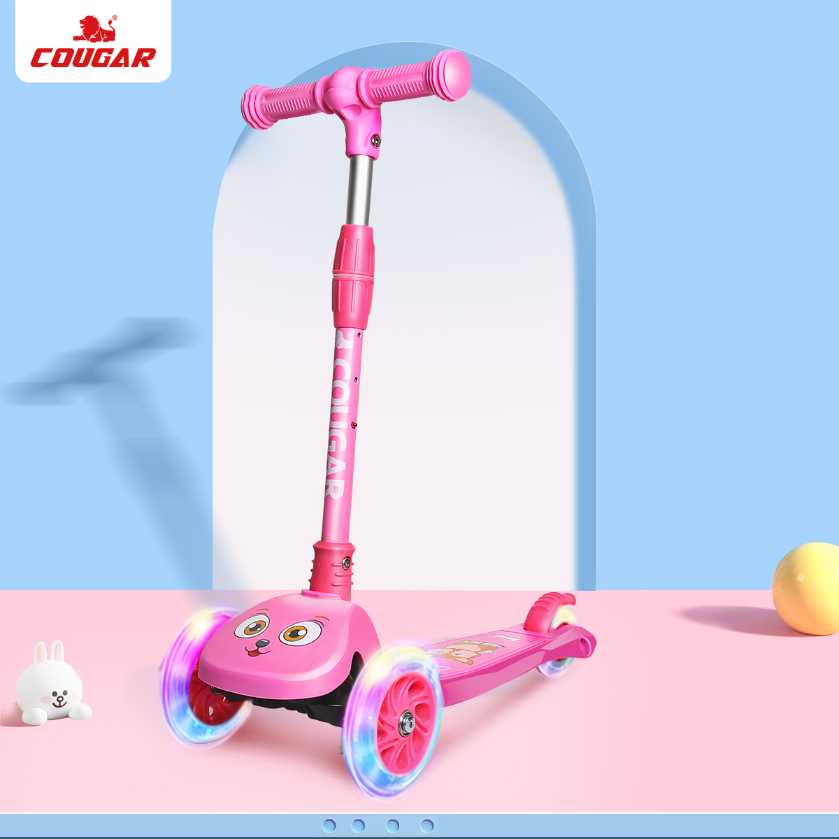 Americas Lion Scooter Children 2-3-6 Year Old Male Girl Beginner Three-wheeled Sparkling Folding Baby Scooter