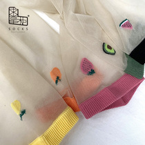 Request Dispensers Summer Ultra Slim Carsilk Socks Womens Day Ensemble Fruit Transparent Socks Bull Oil Fruit Fresh Fiberglass Short Socks