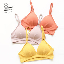 Request Dispensers Small Chest Underwear Woman Spring Summer Thin section Triangular Cup No Steel Ring Pure Cotton Breathable Flat Breast Base bra