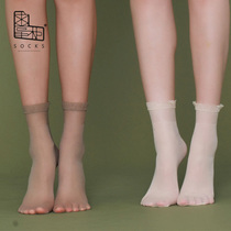 Begging Dispensers Shiny Lace Short Silk Socks Womens Day Department Summer Ultrathin Pure Color Fairy Socks South Korea Pearls Shorts Socks