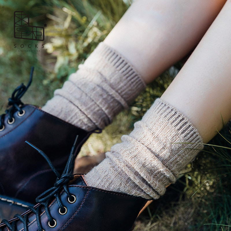 Ask the shopkeeper wool bubble socks women's autumn and winter warm long tube socks Japanese wild retro jacquard socks