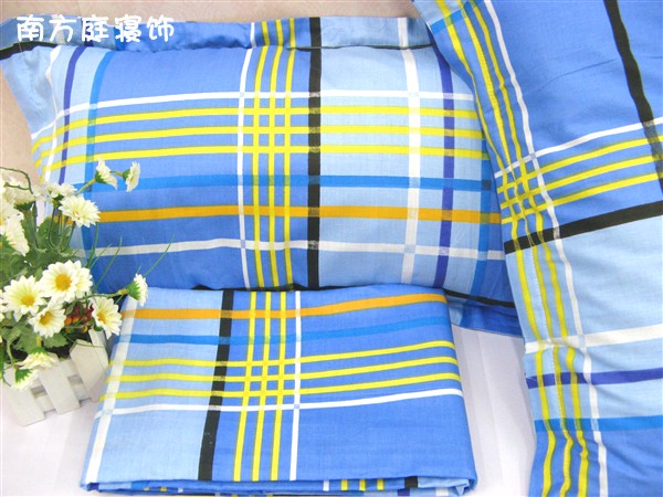 Nó có thể được tùy chỉnh trường kẻ sọc màu xanh giường bông vải chăn bông twill ký túc xá dành riêng ba gia đình bốn - Khăn trải giường bộ ga giường cao cấp