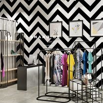 Nordic style black and white wavy stripe wallpaper modern minimalist clothing store living room bedroom KTV wallpaper background