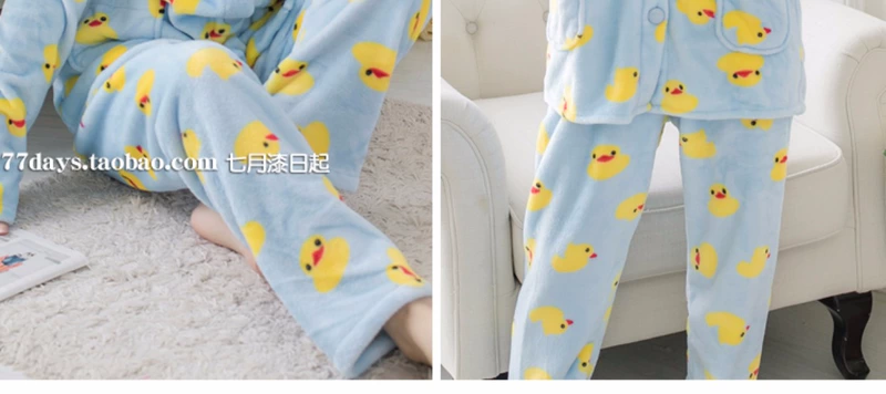 Đồ ngủ mùa đông nữ dễ thương dài tay flannel dịch vụ nhà mùa xuân và mùa thu dày lông cừu san hô cardigan cardigan ngọt ngào kích thước lớn phù hợp các kiểu đồ bộ mặc ở nhà đẹp