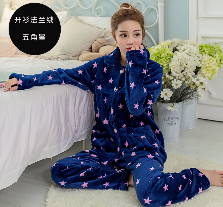 Đồ ngủ nhung san hô nữ mùa thu và mùa đông mẹ trung niên flannel dịch vụ nhà áo len để tăng sự ấm áp cho mùa đông bộ lanh mặc nhà