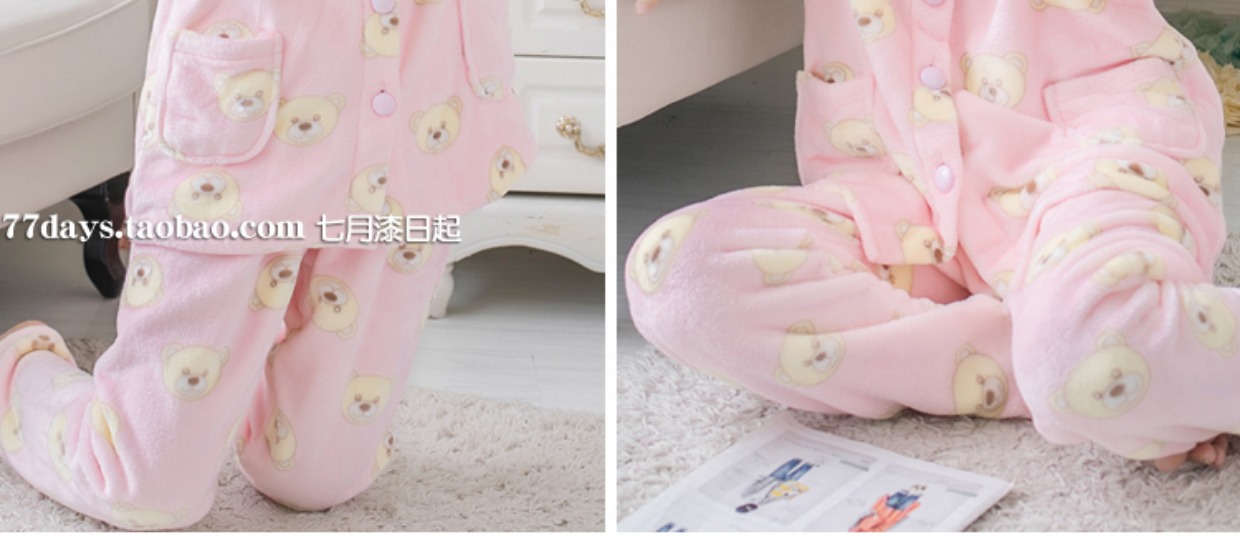 Đồ ngủ mùa đông nữ dễ thương dài tay flannel dịch vụ nhà mùa xuân và mùa thu dày lông cừu san hô cardigan cardigan ngọt ngào kích thước lớn phù hợp đồ bộ nam