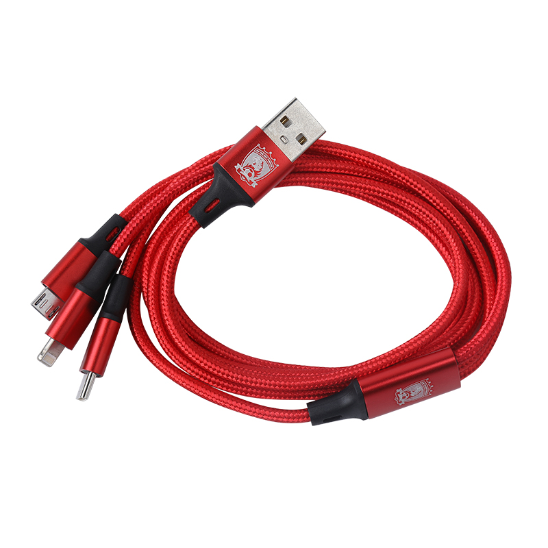 The club customizes a triple data line to support the apple-type Android and Typc-C interfaces to charge simultaneously